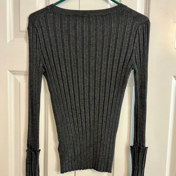 Philosophy Ribbed Knit Dark Gray Sweater Wom… - Picture 5 of 10